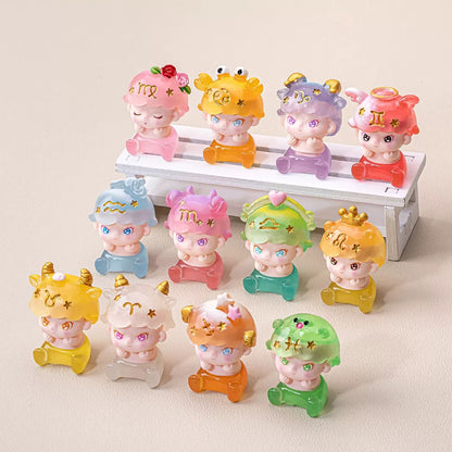Zodiac Glow Resin Figurines – Cute Mini Desk Ornaments