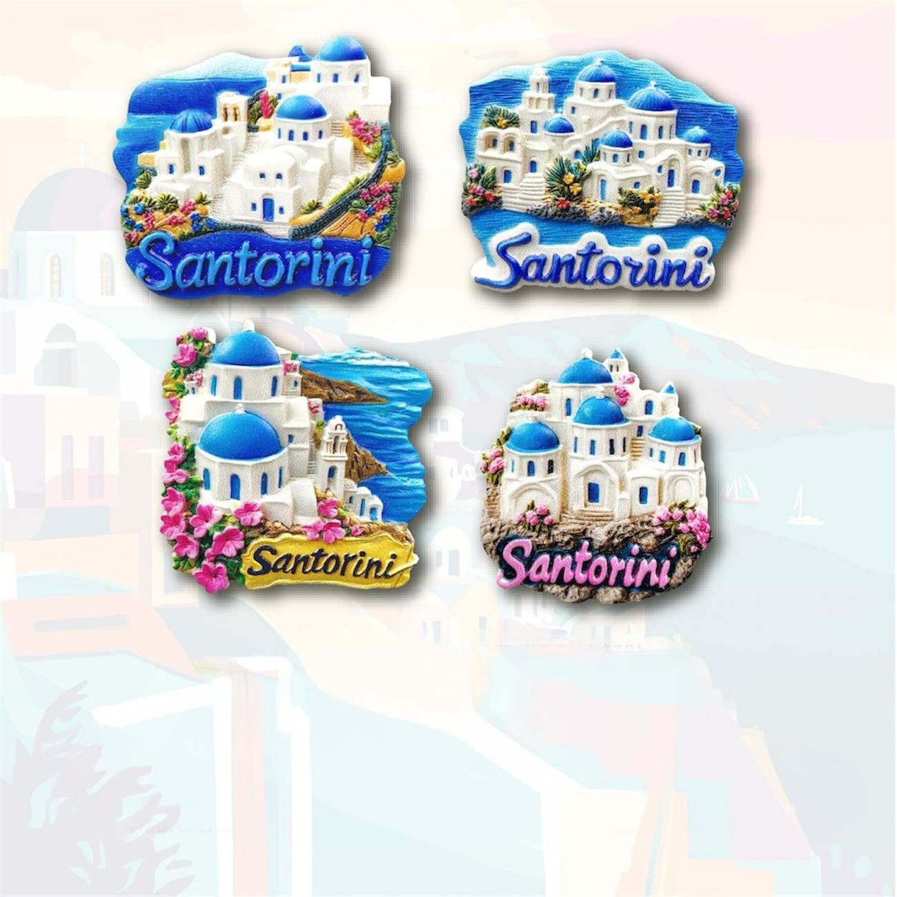 Santorini Travel Souvenir Fridge Magnet