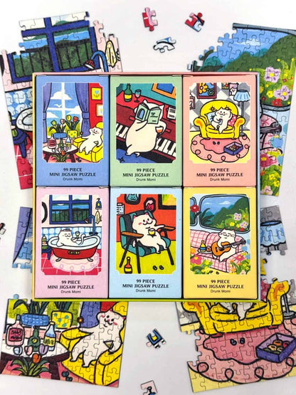 Puffinkids Drunk Momi First Edition 6 x 99 Piece Mini Jigsaw Puzzle Set Puffinkids