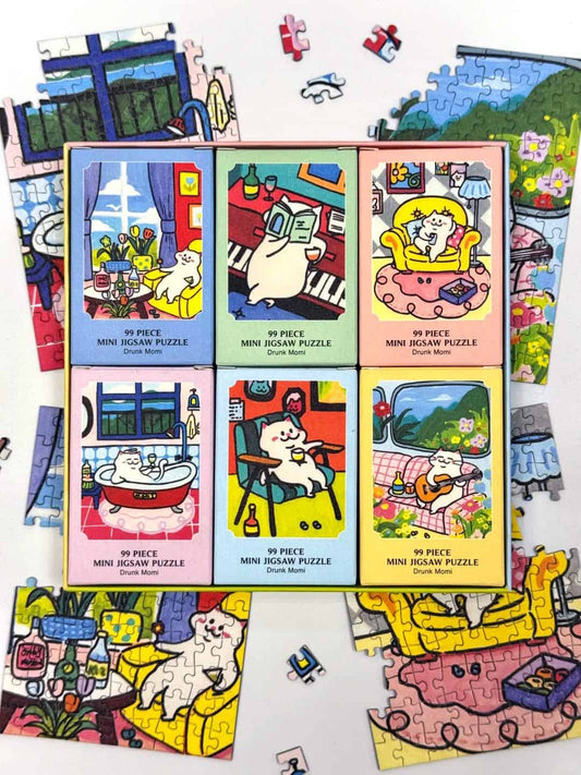 Puffinkids Drunk Momi First Edition 6 x 99 Piece Mini Jigsaw Puzzle Set