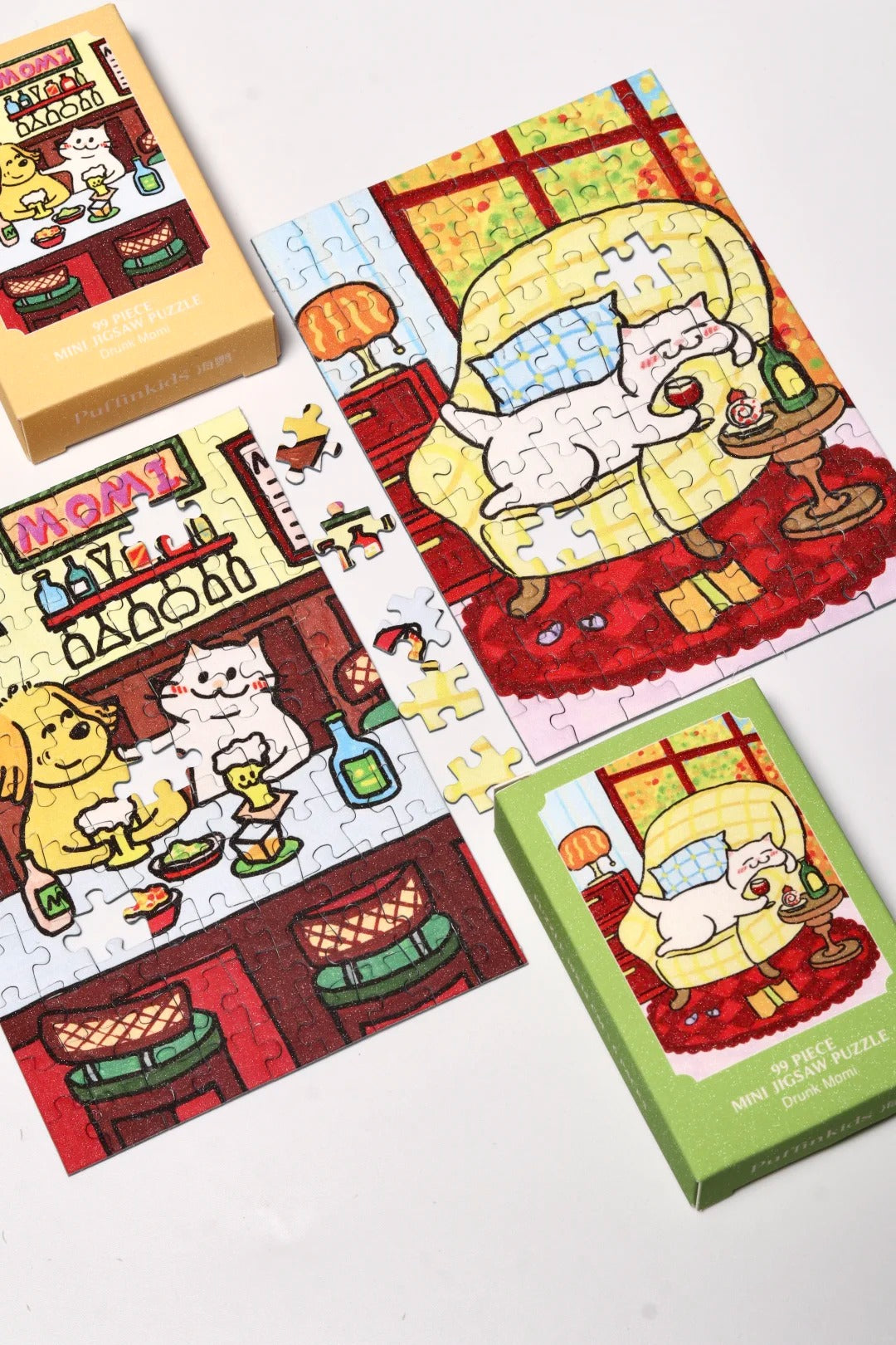 Puffinkids Drunk Momi Second Edition 6 x 99 Piece Mini Jigsaw Puzzle Set Puffinkids