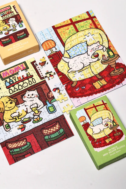 Puffinkids Drunk Momi Second Edition 6 x 99 Piece Mini Jigsaw Puzzle Set Puffinkids