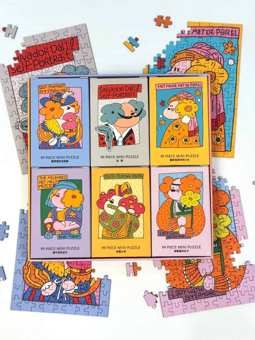 Puffinkids Quirky Masterpieces Second Edition 6 x 99 Piece Mini Jigsaw Puzzle Set Puffinkids