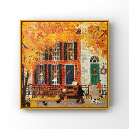 Galison Autumn in the Neighborhood 500 Piece Puzzle
