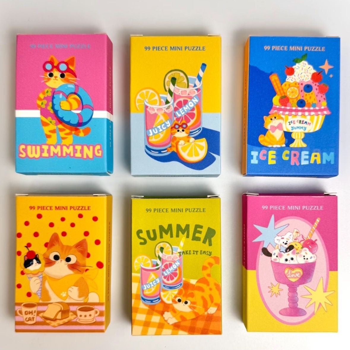 Puffinkids Summer Kitty 6 x 99 Piece Mini Jigsaw Puzzle Set