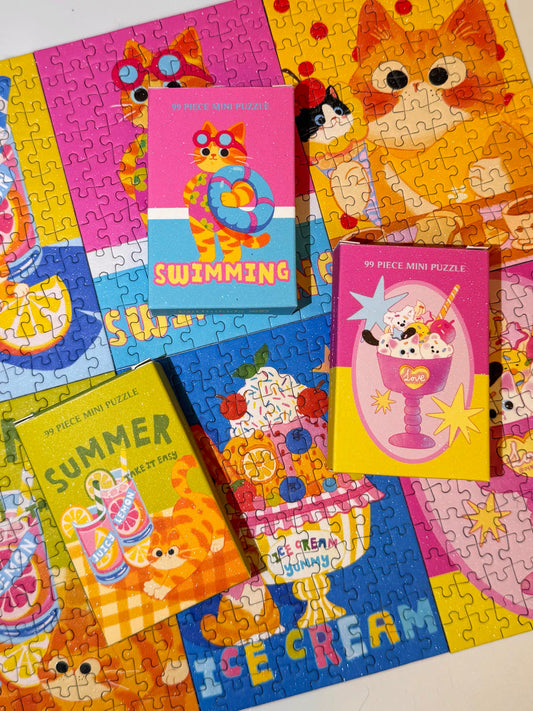 Puffinkids Summer Kitty 6 x 99 Piece Mini Jigsaw Puzzle Set Puffinkids