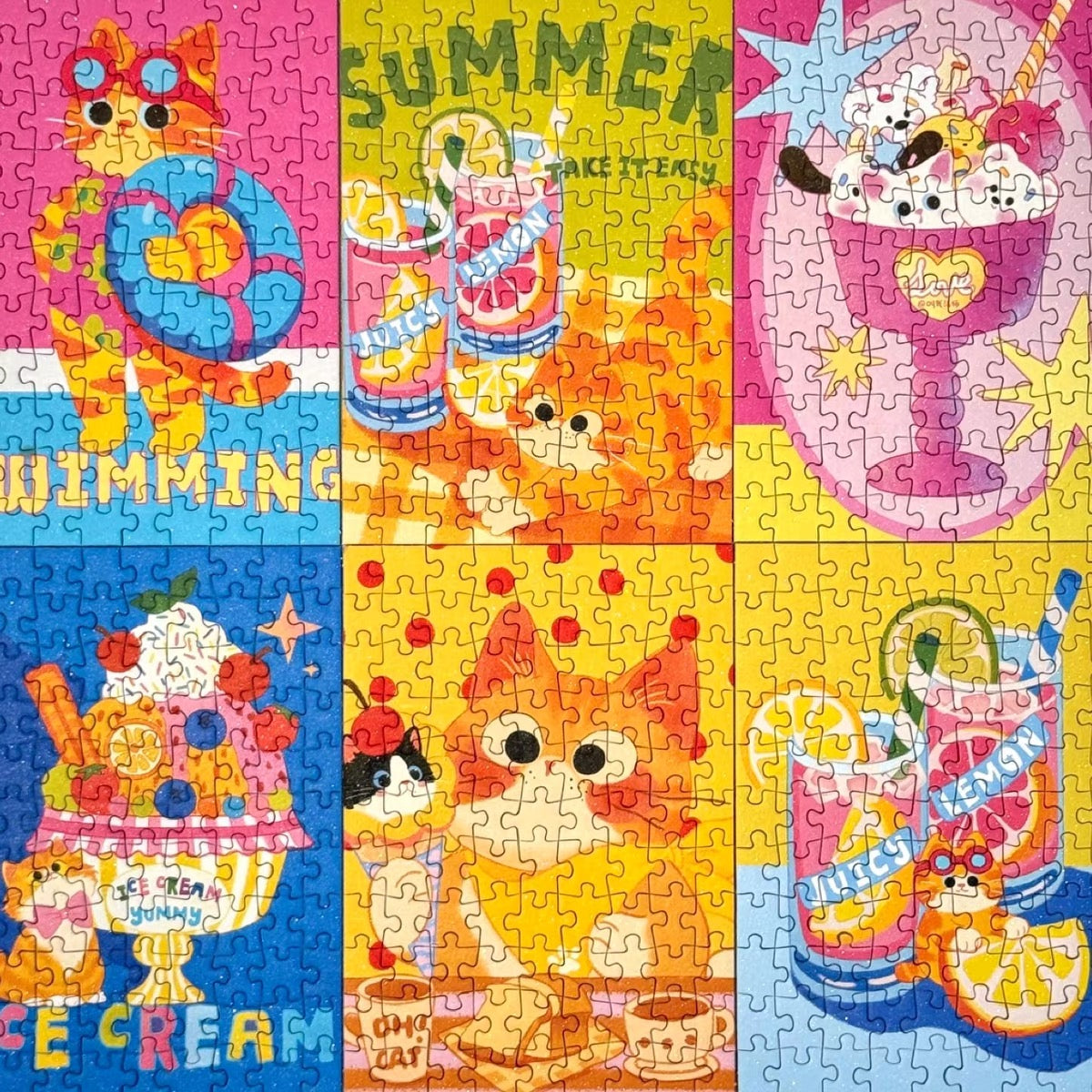 Puffinkids Summer Kitty 6 x 99 Piece Mini Jigsaw Puzzle Set
