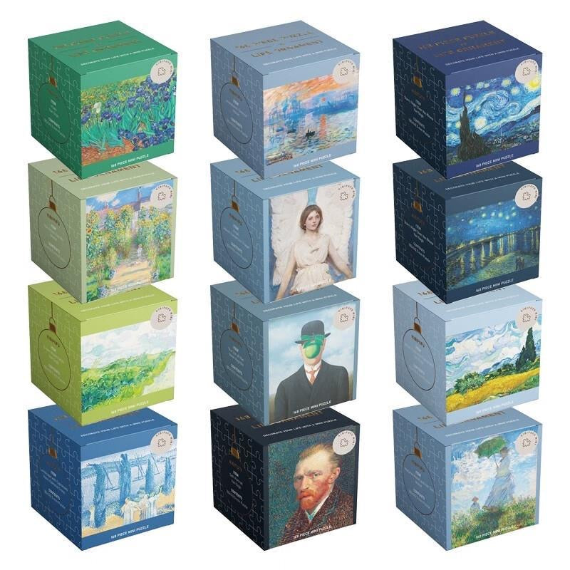 Kibifufu 12-Pack 168 Piece Mini Jigsaw Puzzle Collection 03 | Art Series Gift Set