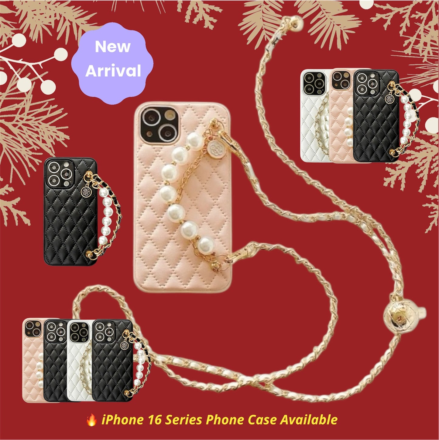 Elegant Quilted iPhone Case with Pearl Charm – Classy Gift Idea