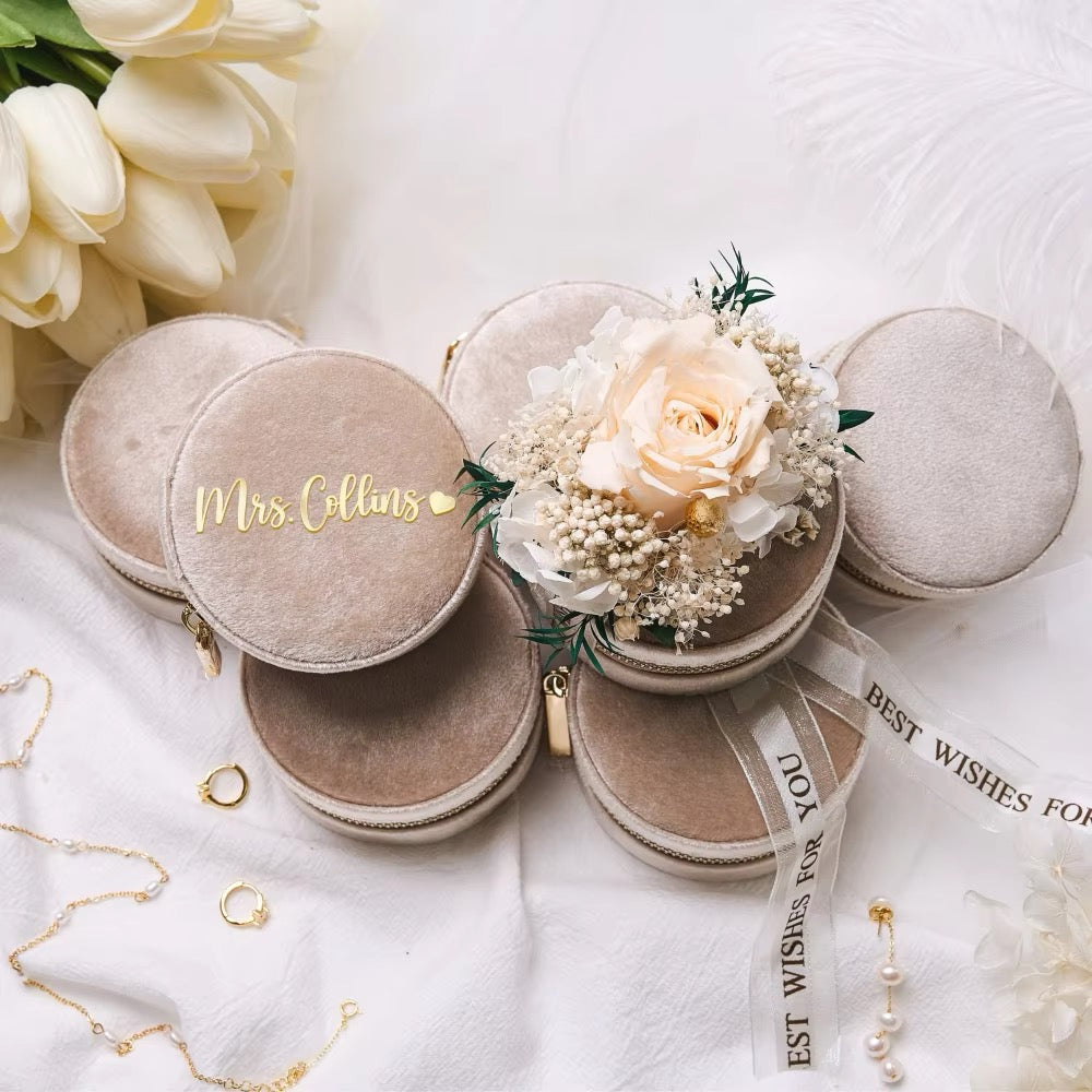 Custom Velvet Jewelry Box – Personalized Gift for Bridesmaids