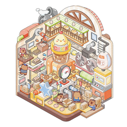 Factory Miniature Sticker Kit – 3D DIY Scene for Journals & Crafts