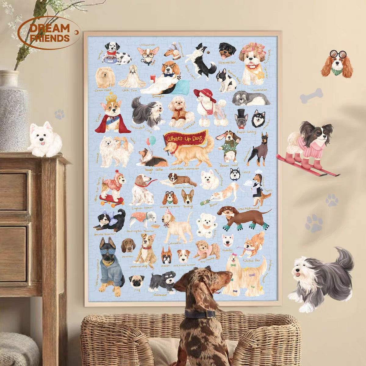 Happy Paws Dog Family 1000 Piece Jigsaw Puzzle Dream Friends
