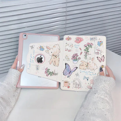 720° Rotating iPad Air Case – Cute Illustrated Tablet Cover with Pen Slot