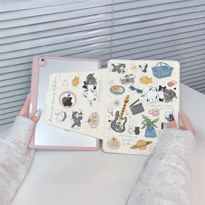 720° Rotating iPad Air Case – Cute Illustrated Tablet Cover with Pen Slot