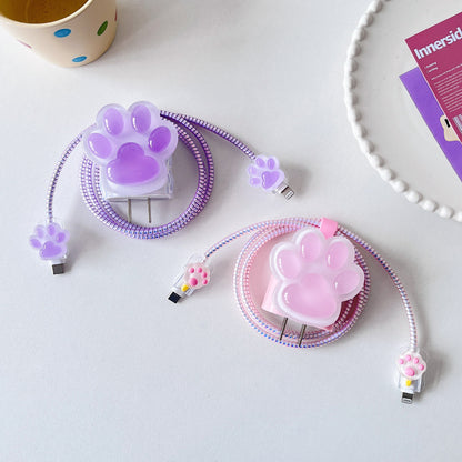 Kawaii Pink Cat Paw Cable Protector – Cute iPhone Cable Cover
