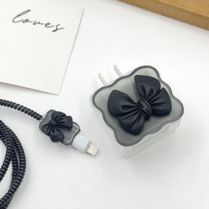 Cute 3D Bow Charger Cover and Cable Protector Set