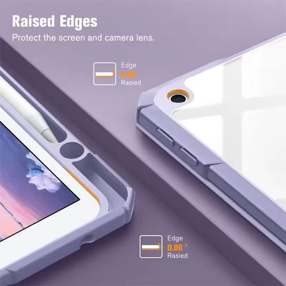 Marble Series iPad Case with Pencil Holder – Shockproof Clear Back Cover