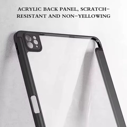 Clear Back iPad Case with Pencil Holder – Shockproof Tri-Fold Stand Cover