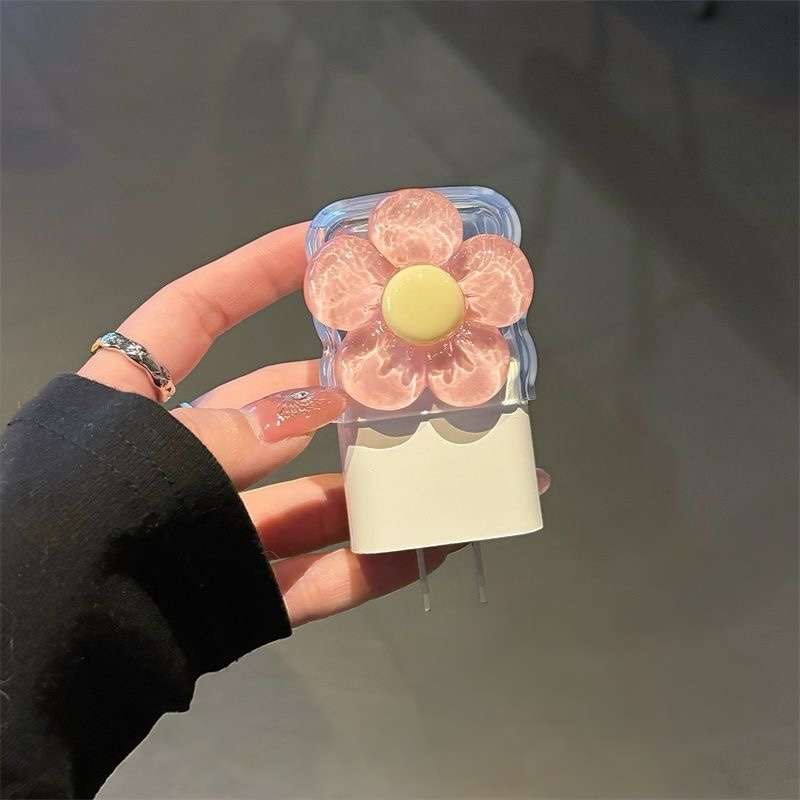 Cute Flower Charger Cover & Cable Protector Set – Kawaii Charging Accessories