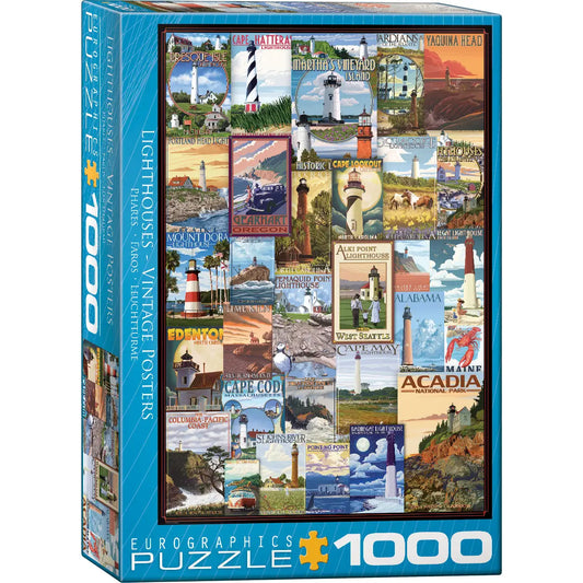 Lighthouses Vintage Posters 1000 Piece Puzzle