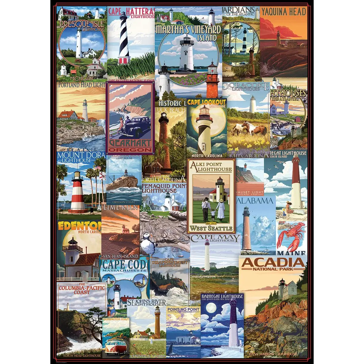 Lighthouses Vintage Posters 1000 Piece Puzzle