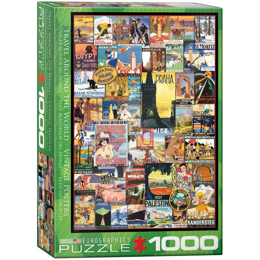 Travel Around the World Vintage Posters 1000 Piece Puzzle
