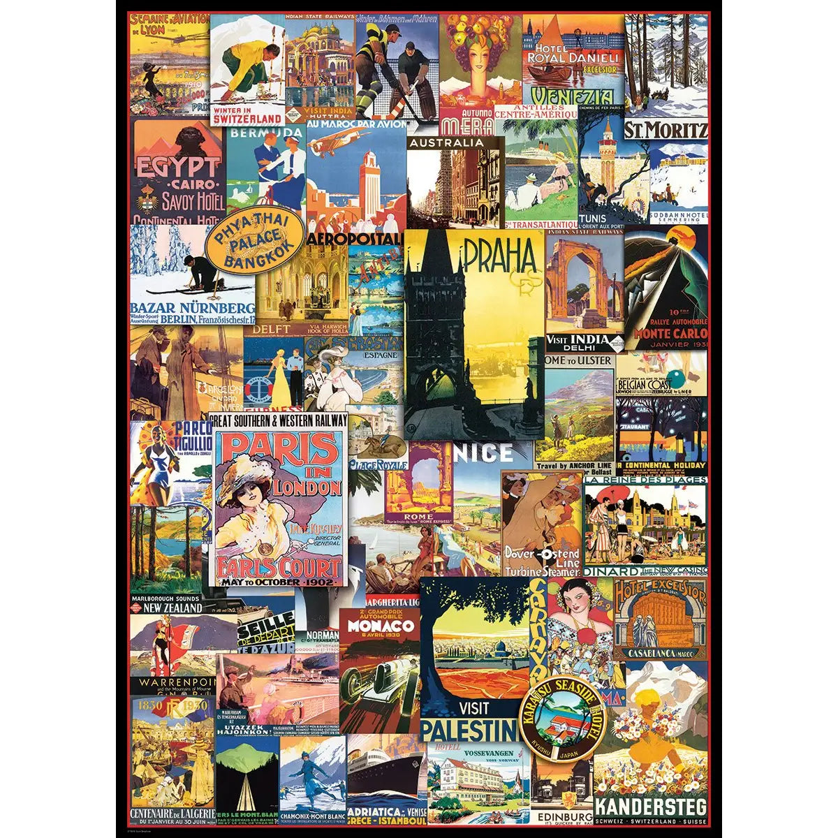 Travel Around the World Vintage Posters 1000 Piece Puzzle