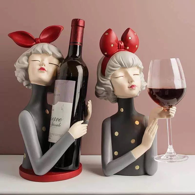 Ensemble de porte-bouteilles et de verres à vin de style art moderne pour la maison