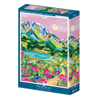 Sunrise Over the Alps 500 Piece Puzzle Pieces & Peace