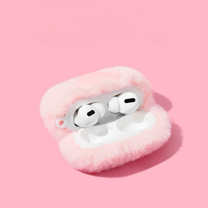Sweet Fluffy Heart AirPods Case – Soft Plush Protective Cover