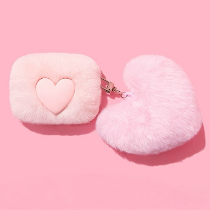 Sweet Fluffy Heart AirPods Case – Soft Plush Protective Cover