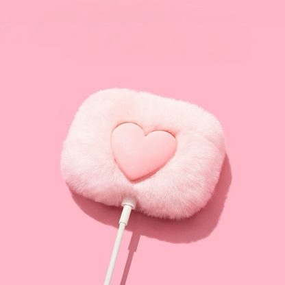 Sweet Fluffy Heart AirPods Case – Soft Plush Protective Cover