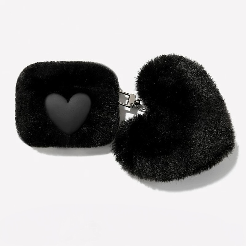 Sweet Fluffy Heart AirPods Case – Soft Plush Protective Cover