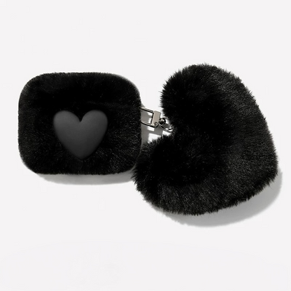 Sweet Fluffy Heart AirPods Case – Soft Plush Protective Cover
