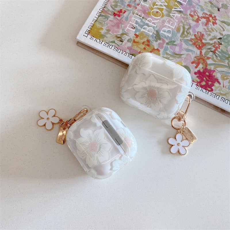 Floral AirPods Case with Daisy Charm – Clear Protective Cover
