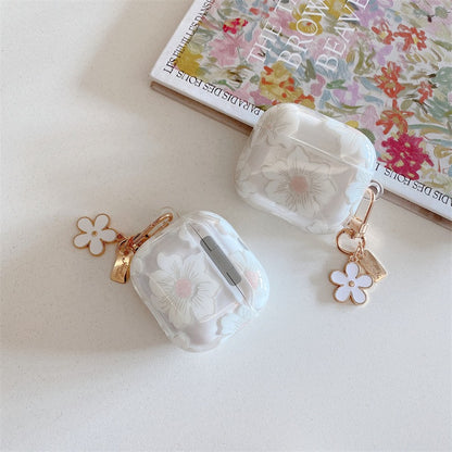Floral AirPods Case with Daisy Charm – Clear Protective Cover