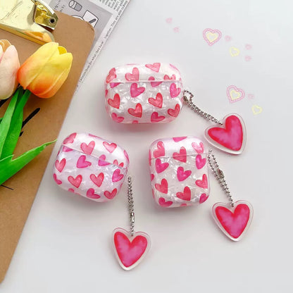 Kawaii Pink Heart AirPods Case with Charm – Clear Protective Cover