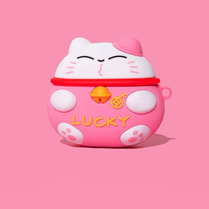 Lucky Cat AirPods Case – Kawaii 3D Silicone Protective Cover