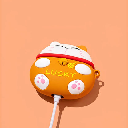 Lucky Cat AirPods Case – Kawaii 3D Silicone Protective Cover