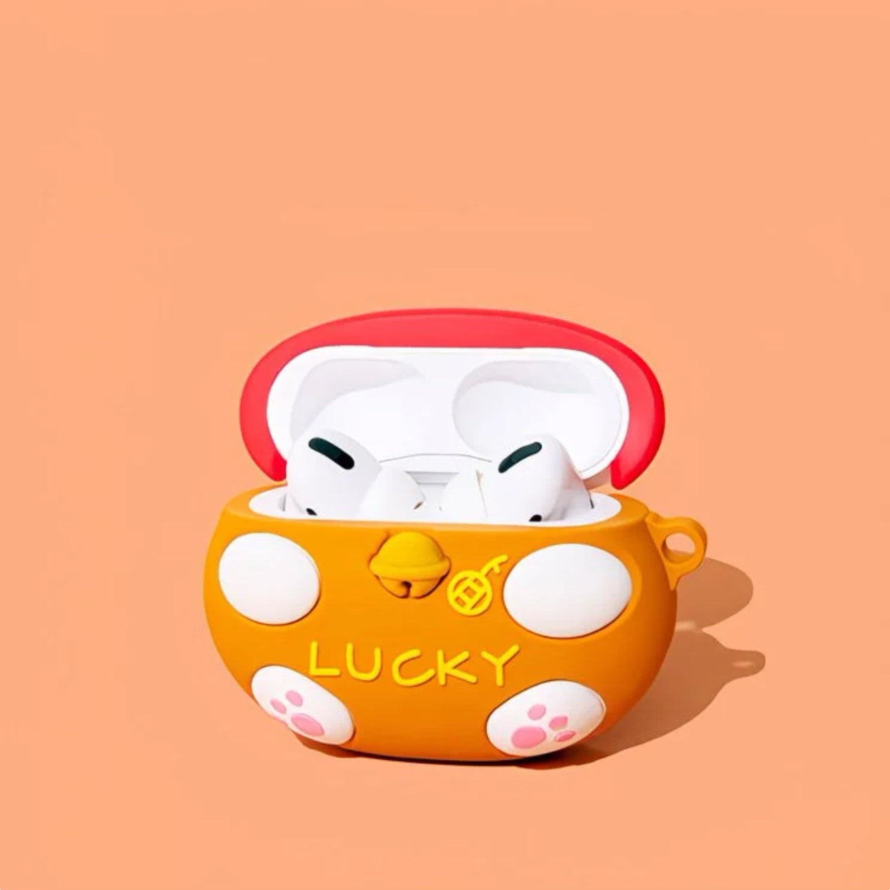Lucky Cat AirPods Case – Kawaii 3D Silicone Protective Cover