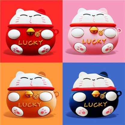 Lucky Cat AirPods Case – Kawaii 3D Silicone Protective Cover