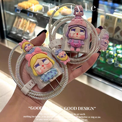 Cute Crybaby 3D Doll Cable Cover Set – Kawaii Charging Cable Protector