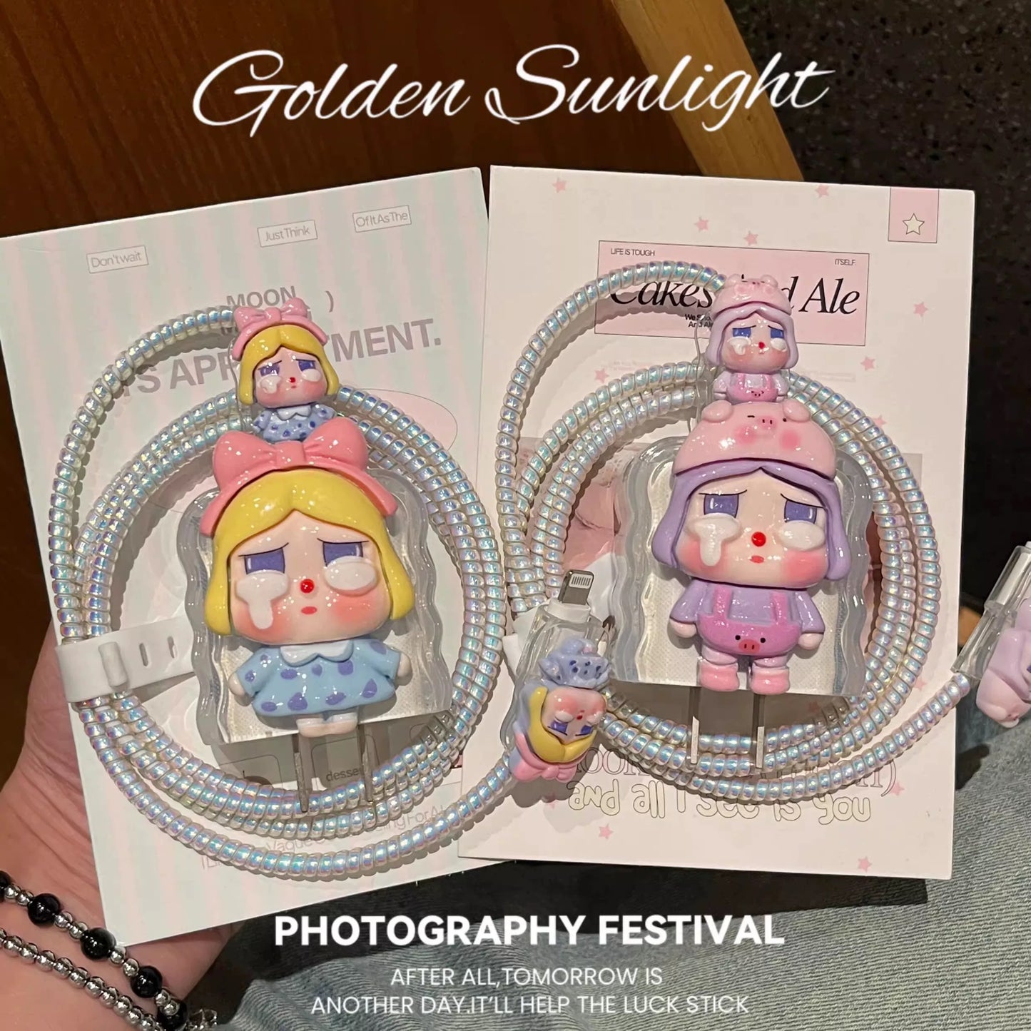 Cute Crybaby 3D Doll Cable Cover Set – Kawaii Charging Cable Protector