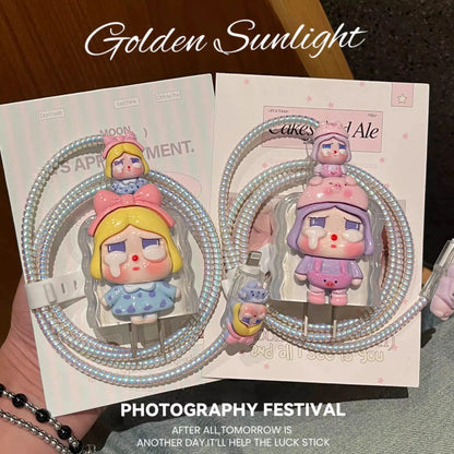 Cute Crybaby 3D Doll Cable Cover Set – Kawaii Charging Cable Protector