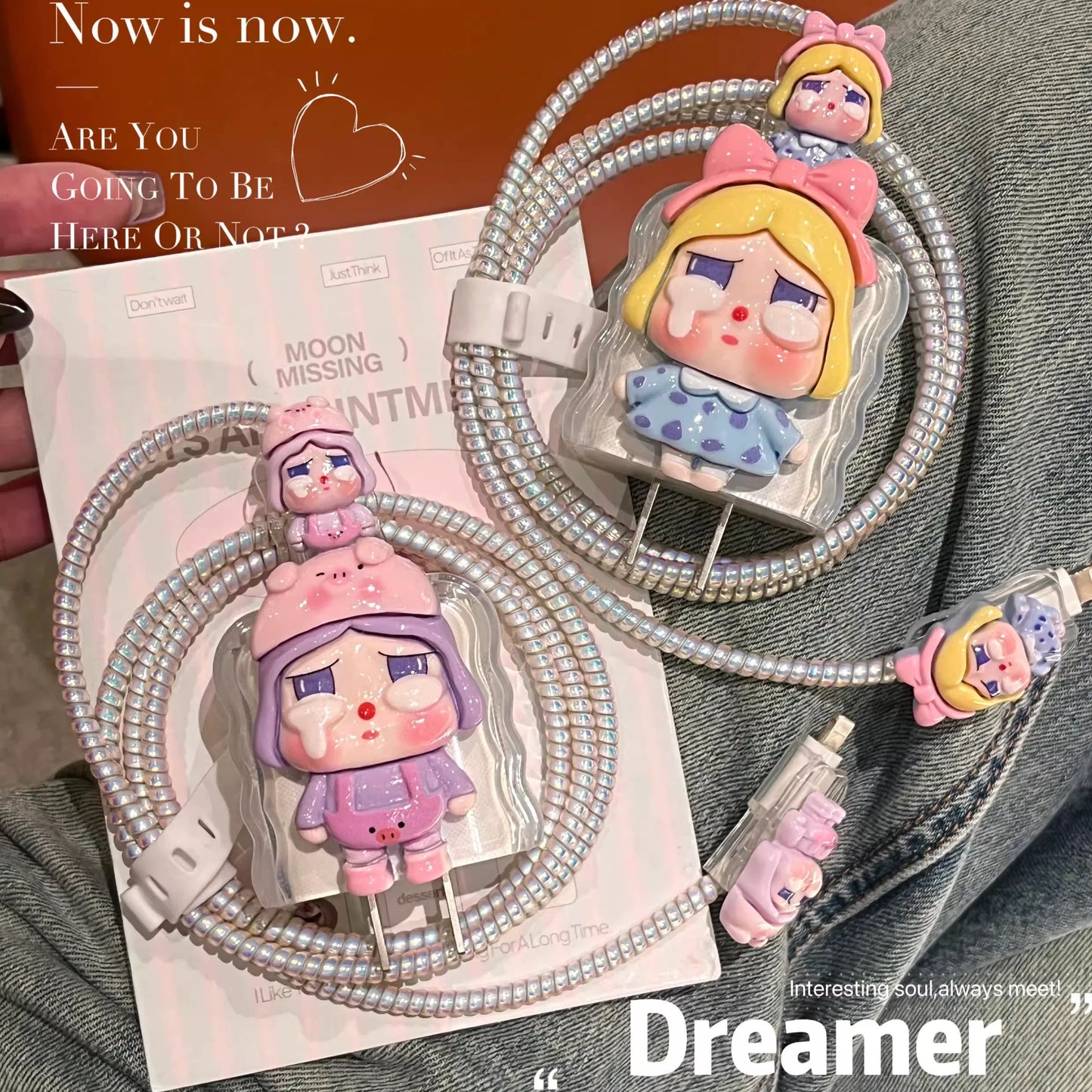 Cute Crybaby 3D Doll Cable Cover Set – Kawaii Charging Cable Protector