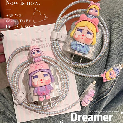 Cute Crybaby 3D Doll Cable Cover Set – Kawaii Charging Cable Protector