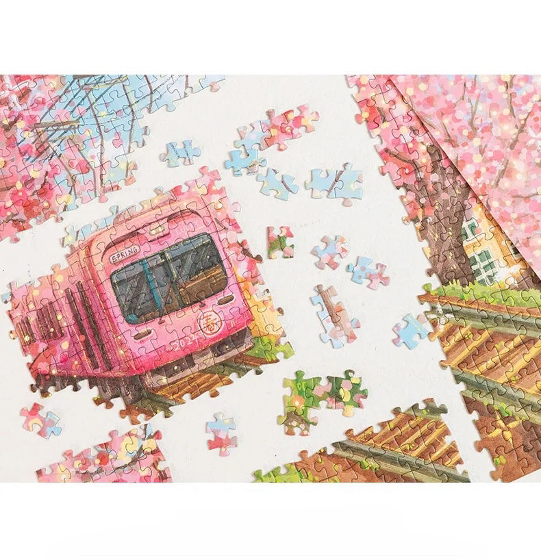 Goshogawara Sakura Train 500 Piece Jigsaw Puzzle ZHIJU