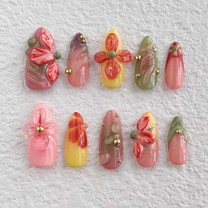 Vibrant Floral Garden Press-on Nails