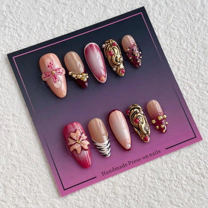 Luxurious Floral Press-on Nails