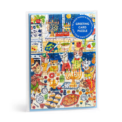 Happy Hanukcats Greeting Card Puzzle Galison